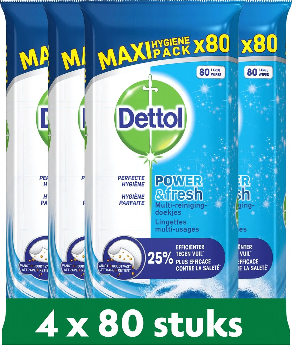 Dettol - Power & Fresh - Schoonmaakdoekjes - Oceaanfris - 4 x 80 doekjes Dettol - Power & Fresh - Schoonmaakdoekjes - Oceaanfris - 4 X 80 Doekjes -bol winkel 1015x1200 4