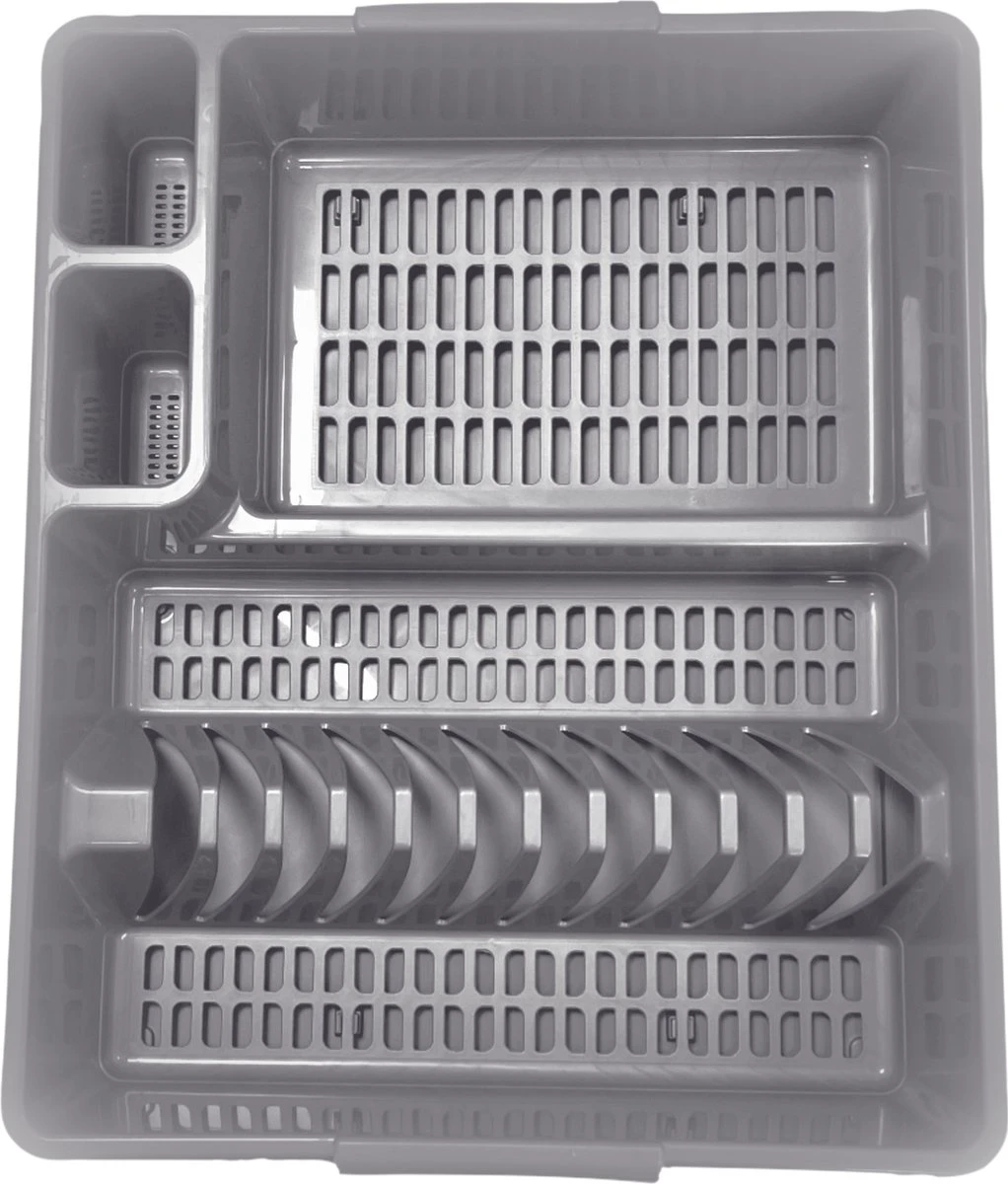 Afdruiprek en Onderzetter - 2-delig Afdruiprek met Kliksysteem - Hoogwaardig Kunststof Extra Hard - Metallic Grijs Afdruiprek En Onderzetter - 2-delig Afdruiprek Met Kliksysteem - Hoogwaardig Kunststof Extra Hard - Metallic Grijs -bol winkel