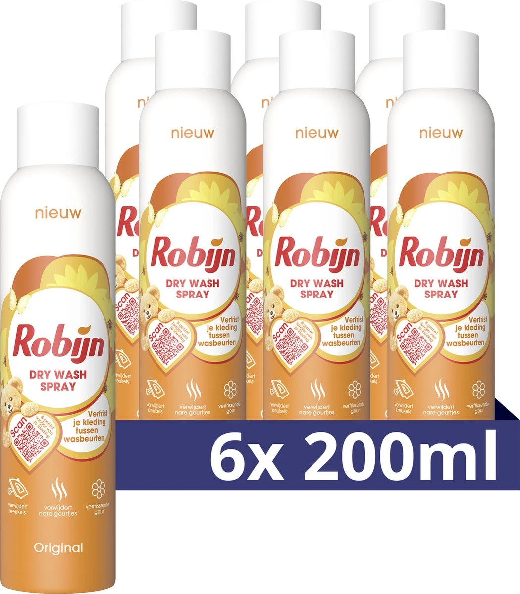 Robijn Original Dry Wash Spray - 6 x 200 ml - Voordeelverpakking Robijn Original Dry Wash Spray - 6 X 200 Ml - Voordeelverpakking -bol winkel