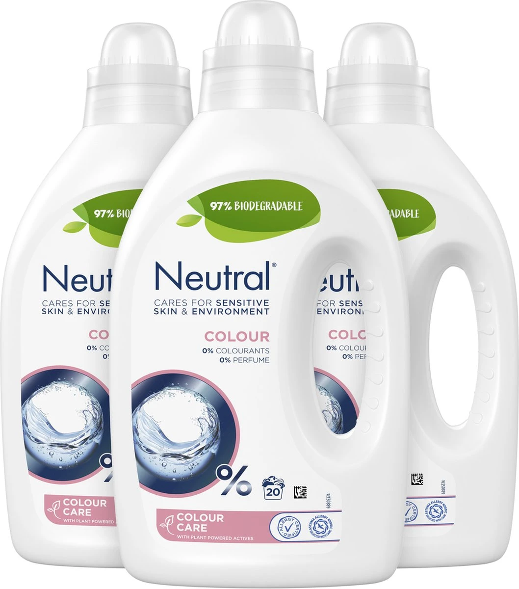 Neutral Kleur Vloeibaar Wasmiddel - 3 x 20 wasbeurten - Voordeelverpakking Neutral Kleur Vloeibaar Wasmiddel - 3 X 20 Wasbeurten - Voordeelverpakking -bol winkel