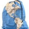 Kikkerland Waszak Voor Op Reis - Wereldkaart Print - Voor Je Vuile Was - Laundry Bag - Travel Accessoire - 17x10 Cm