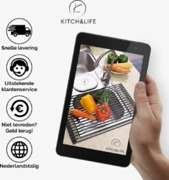 Kitch&Life Afdruiprek Oprolbaar - Mat Zwart - Pannenonderzetter - Afdruipmat - Keukenrek 3-in-1 6 Kitch&Life Afdruiprek Oprolbaar - Mat Zwart - Pannenonderzetter - Afdruipmat - Keukenrek 3-in-1 -bol winkel 1125x1200