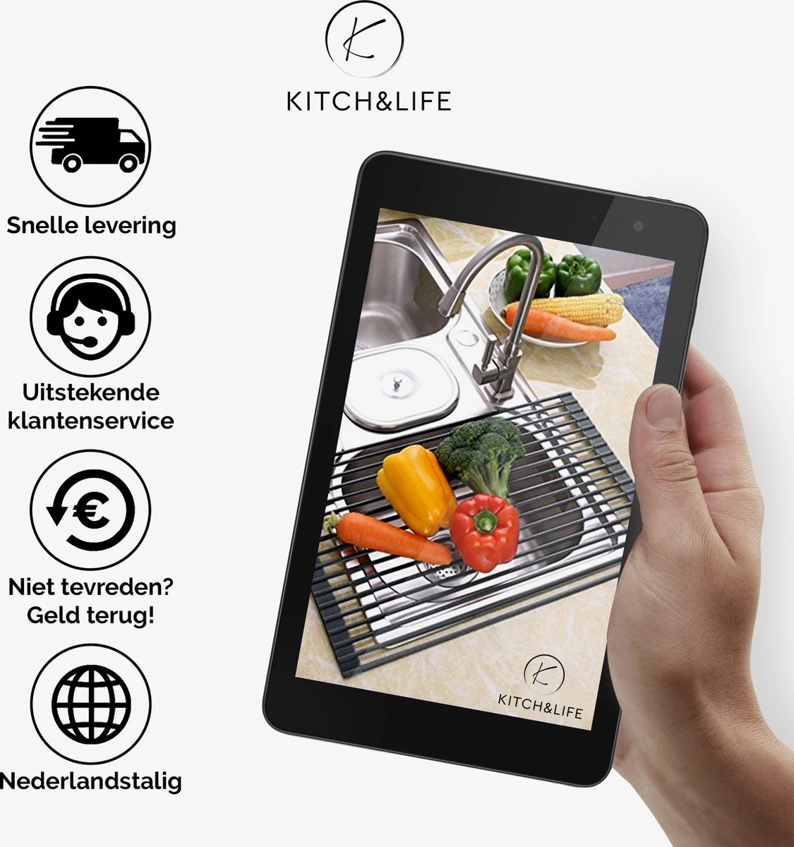 Kitch&Life Afdruiprek oprolbaar - Mat Zwart - Pannenonderzetter - Afdruipmat - Keukenrek 3-in-1 Kitch&Life Afdruiprek Oprolbaar - Mat Zwart - Pannenonderzetter - Afdruipmat - Keukenrek 3-in-1 -bol winkel