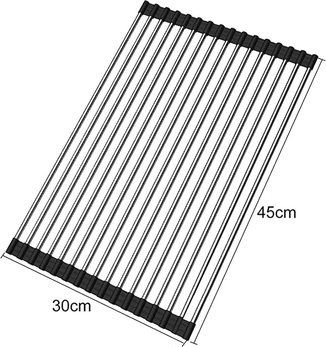 iBright Oprolbare Afdruiprek - Pannen rooster hittebestendig - Afdruiprooster - Pannenonderzetter - RVS Zwart IBright Oprolbare Afdruiprek - Pannen Rooster Hittebestendig - Afdruiprooster - Pannenonderzetter - RVS Zwart -bol winkel 1128x1200 2