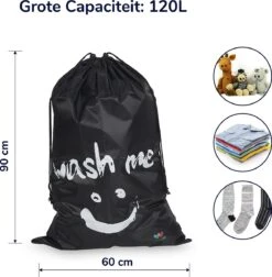 Wonair - Grote Waszak - Laundry Bag - Wash Me - 60x90cm - Zwart - Met Trekkoord 7 Wonair - Grote Waszak - Laundry Bag - Wash Me - 60x90cm - Zwart - Met Trekkoord -bol winkel 1178x1200 2