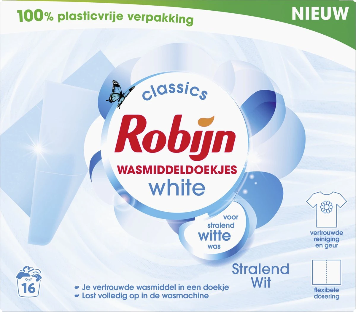 Robijn Classics Stralend Wit Wasmiddeldoekjes 16 wasstrips Robijn Classics Stralend Wit Wasmiddeldoekjes 16 Wasstrips -bol winkel