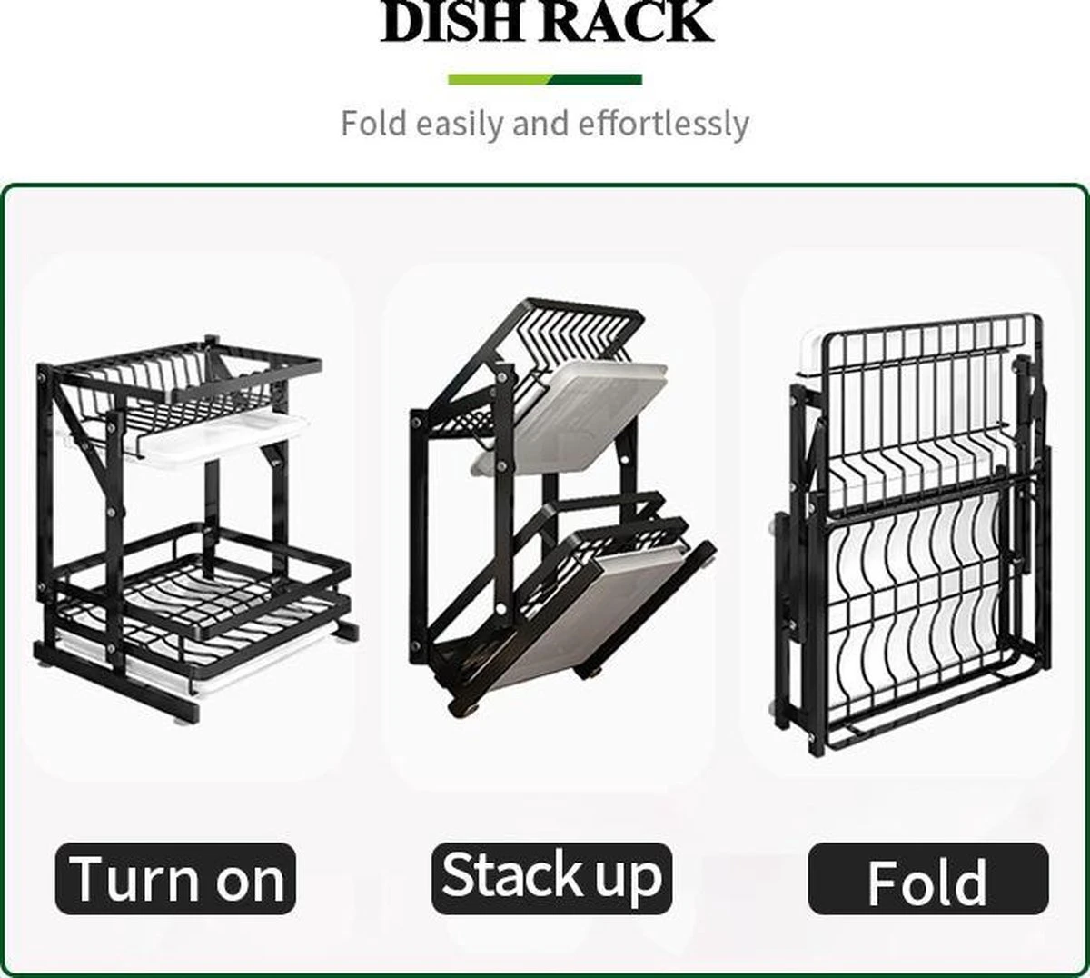 TammaT - Afdruiprek met lekbak 2 laags – Inklapbaar - Afwasrek – Met 2 lekbakken – Extra accessories voor servies en snijplanken - RVS - 38x35x26,5cm TammaT - Afdruiprek Met Lekbak 2 Laags – Inklapbaar - Afwasrek – Met 2 Lekbakken – Extra Accessories Voor Servies En Snijplanken - RVS - 38x35x26,5cm -bol winkel