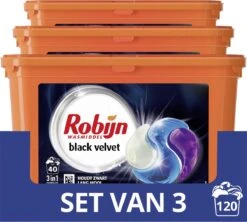 Robijn Wascapsules 3-in-1 Black Velvet - 3 X 40 Stuks - Voordeelverpakking