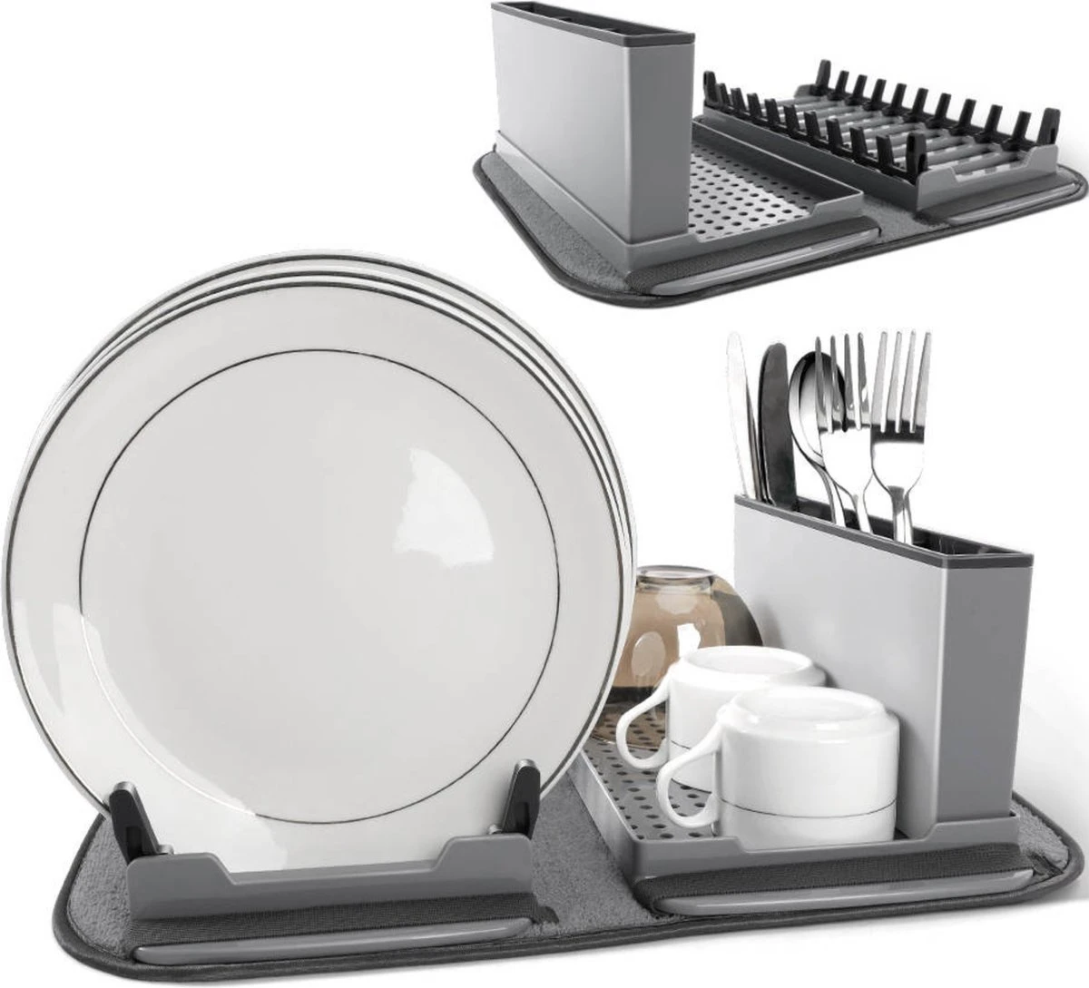 Afdruiprek met lekbak - Inclusief Afdruipmat - Opvouwbaar - Afwasrek met uitneembare bestekhouder - Voor Bestek, Borden, Pannen en Schalen Afdruiprek Met Lekbak - Inclusief Afdruipmat - Opvouwbaar - Afwasrek Met Uitneembare Bestekhouder - Voor Bestek, Borden, Pannen En Schalen -bol winkel 1200x1089 3
