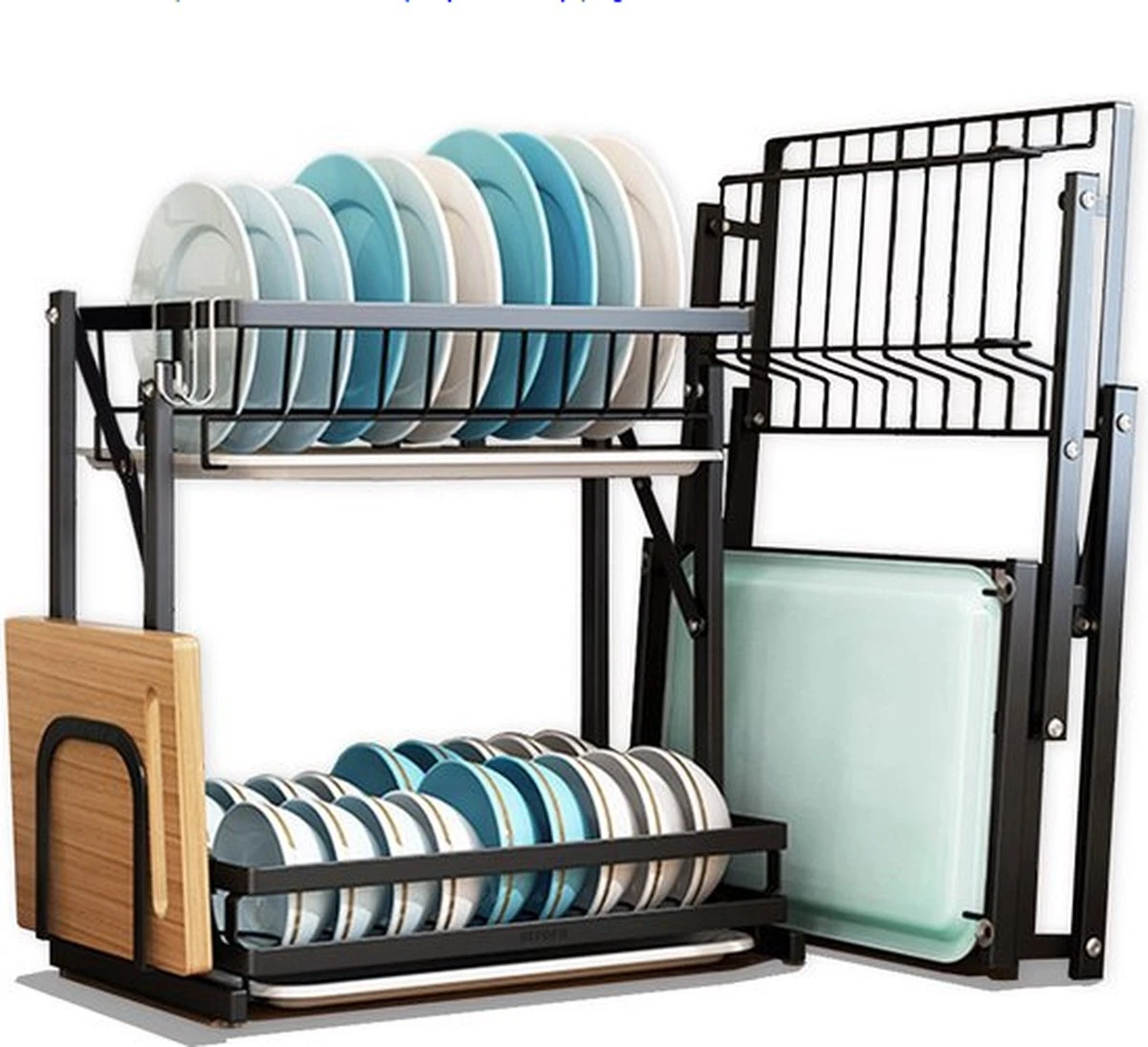 Doogo® Afdruiprek met lekbak 2 laags – Inklapbaar - Muur hangen mogelijke - Afwasrek – Met 2 lekbakken – Extra accessories voor servies en snijplanken - RVS Doogo® Afdruiprek Met Lekbak 2 Laags – Inklapbaar - Muur Hangen Mogelijke - Afwasrek – Met 2 Lekbakken – Extra Accessories Voor Servies En Snijplanken - RVS -bol winkel