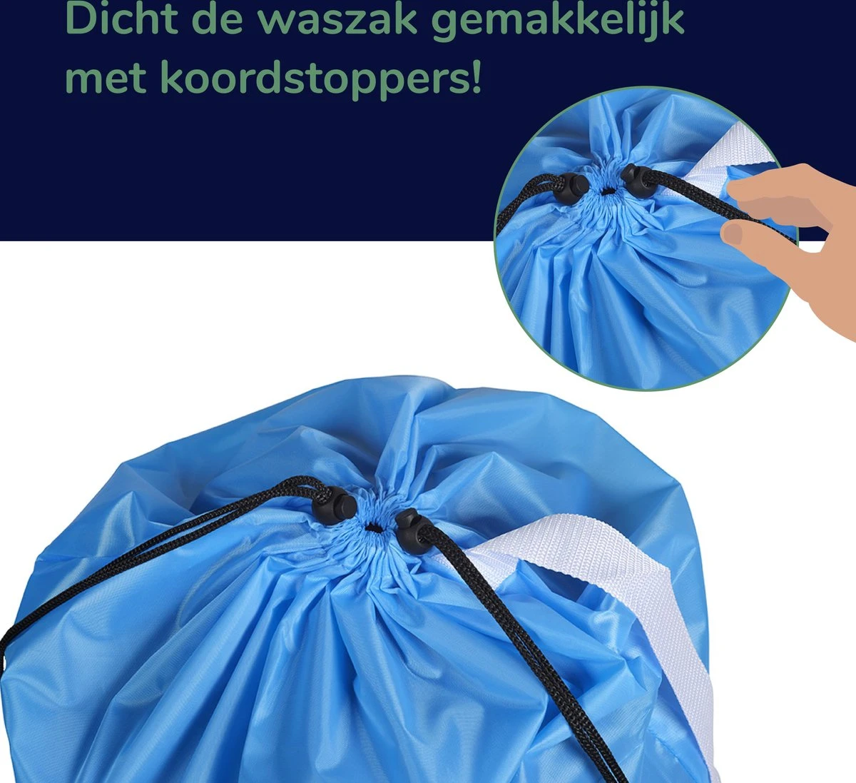 Wonair - Grote waszak - 60x90cm - Hemelsblauw - Met trekkoord en draagband Wonair - Grote Waszak - 60x90cm - Hemelsblauw - Met Trekkoord En Draagband -bol winkel