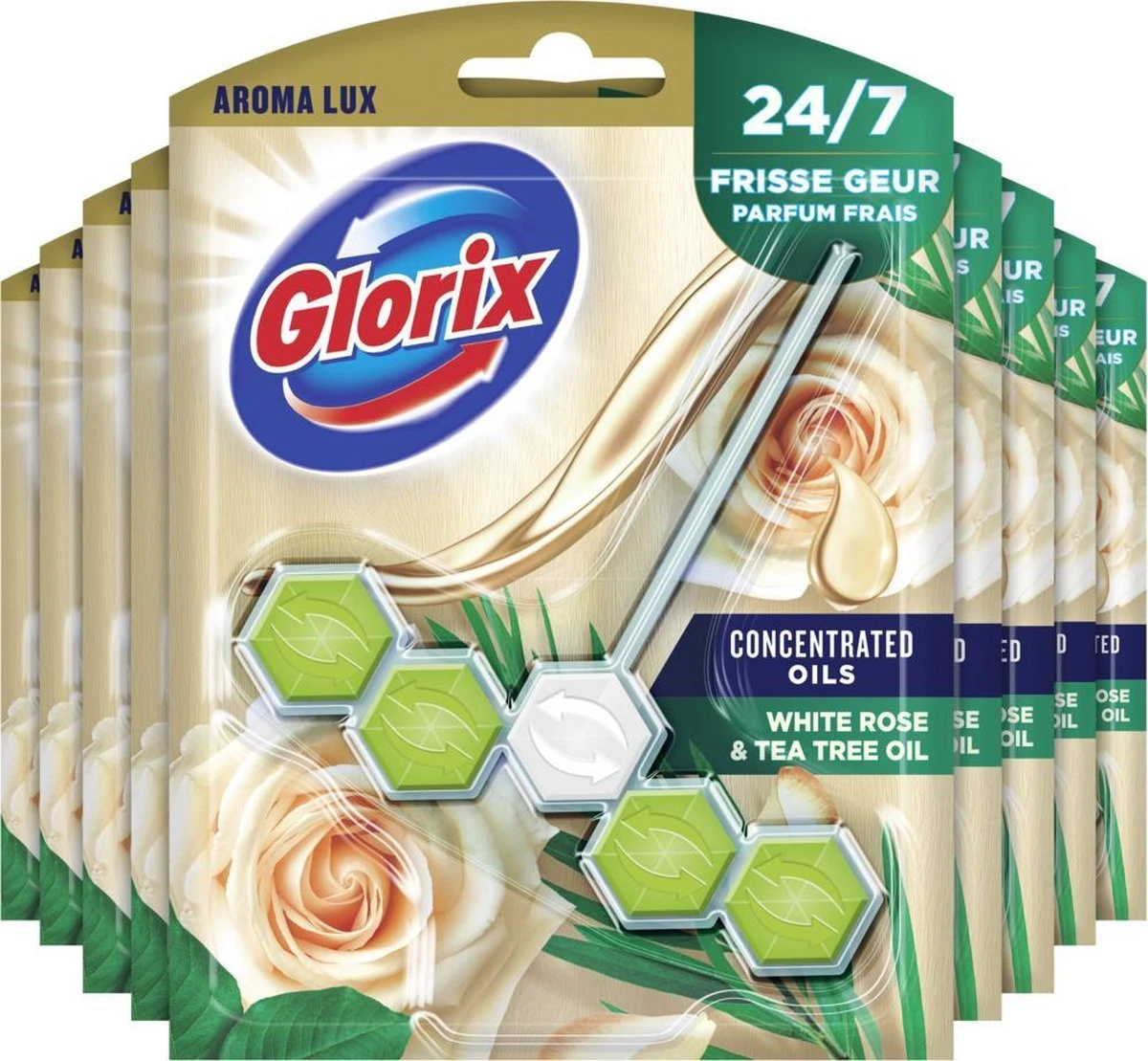 Glorix Aroma Lux Toiletblokken White Rose & Tea Tree Oil - 9 x 55g - Voordeelverpakking Glorix Aroma Lux Toiletblokken White Rose & Tea Tree Oil - 9 X 55g - Voordeelverpakking -bol winkel 1200x1109 4
