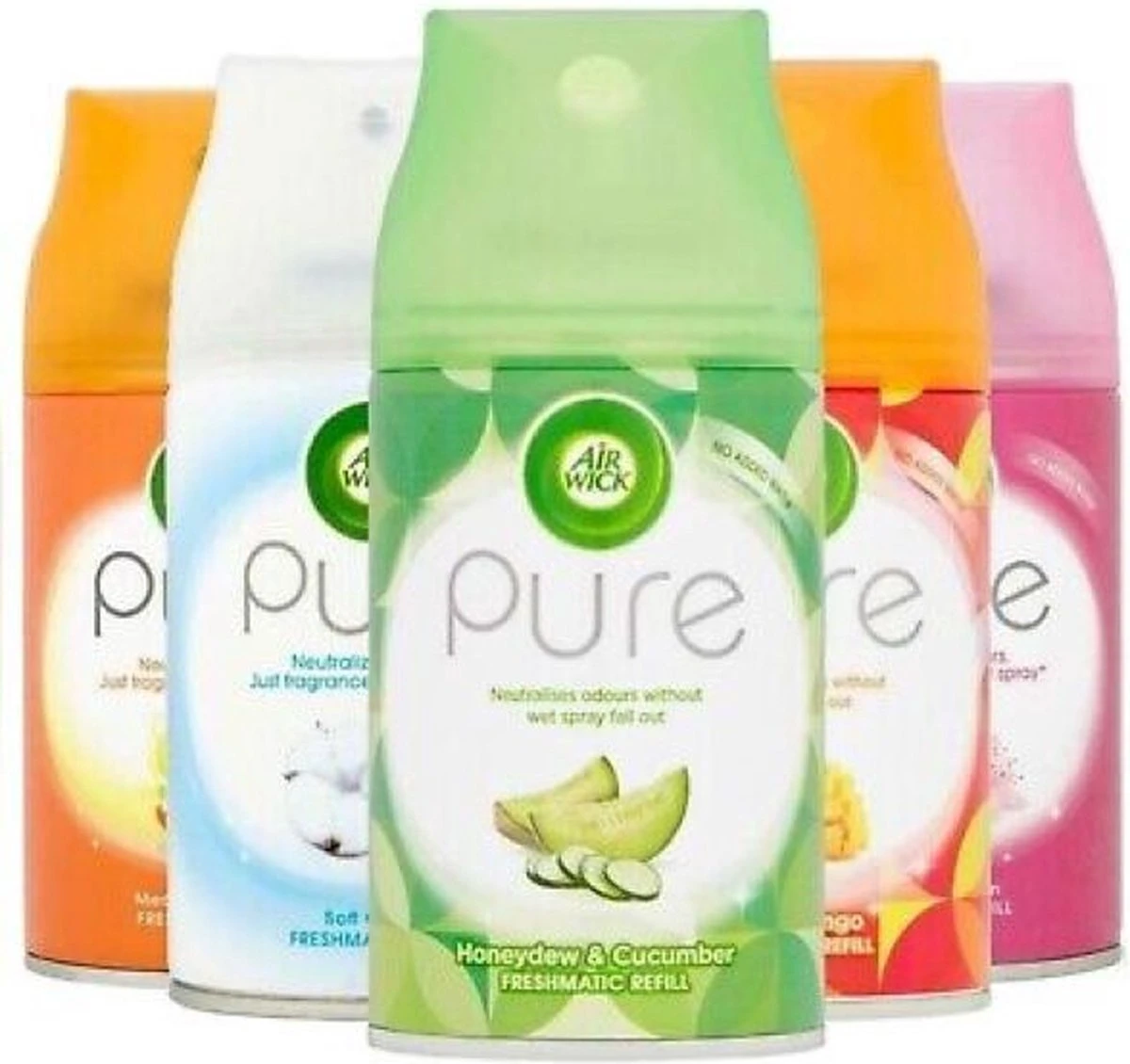 AirWick Freshmatic Pure Mix Pakket - Citrus / Pure Cotton / Pure Honeydew & Cucumber / Mango Splash / Pure Kersenbloem AirWick Freshmatic Pure Mix Pakket - Citrus / Pure Cotton / Pure Honeydew & Cucumber / Mango Splash / Pure Kersenbloem -bol winkel 1200x1130 2