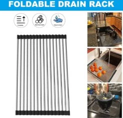 IBright Oprolbare Afdruiprek - Pannen Rooster Hittebestendig - Afdruiprooster - Pannenonderzetter - RVS Zwart 2 IBright Oprolbare Afdruiprek - Pannen Rooster Hittebestendig - Afdruiprooster - Pannenonderzetter - RVS Zwart -bol winkel 1200x1155 2