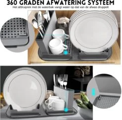 Afdruiprek Met Lekbak - Inclusief Afdruipmat - Opvouwbaar - Afwasrek Met Uitneembare Bestekhouder - Voor Bestek, Borden, Pannen En Schalen 3 Afdruiprek Met Lekbak - Inclusief Afdruipmat - Opvouwbaar - Afwasrek Met Uitneembare Bestekhouder - Voor Bestek, Borden, Pannen En Schalen -bol winkel 1200x1176 2
