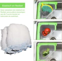 Merkloos Gootsteen Organizer - Gootsteen Afval Netje - Gootsteenontstopper - Spoelbak - Incl. 50 Netjes -bol winkel 1200x1191 8