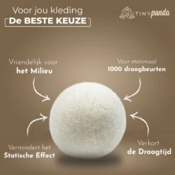 Merkloos Droger Ballen XL 8 Stuks – Zero Waste Dryer Balls - Duurzaam – Wasverzachter – Herbruikbare Drogerballen – Droogt De Was Sneller – Tiny Panda -bol winkel 1200x1199 36