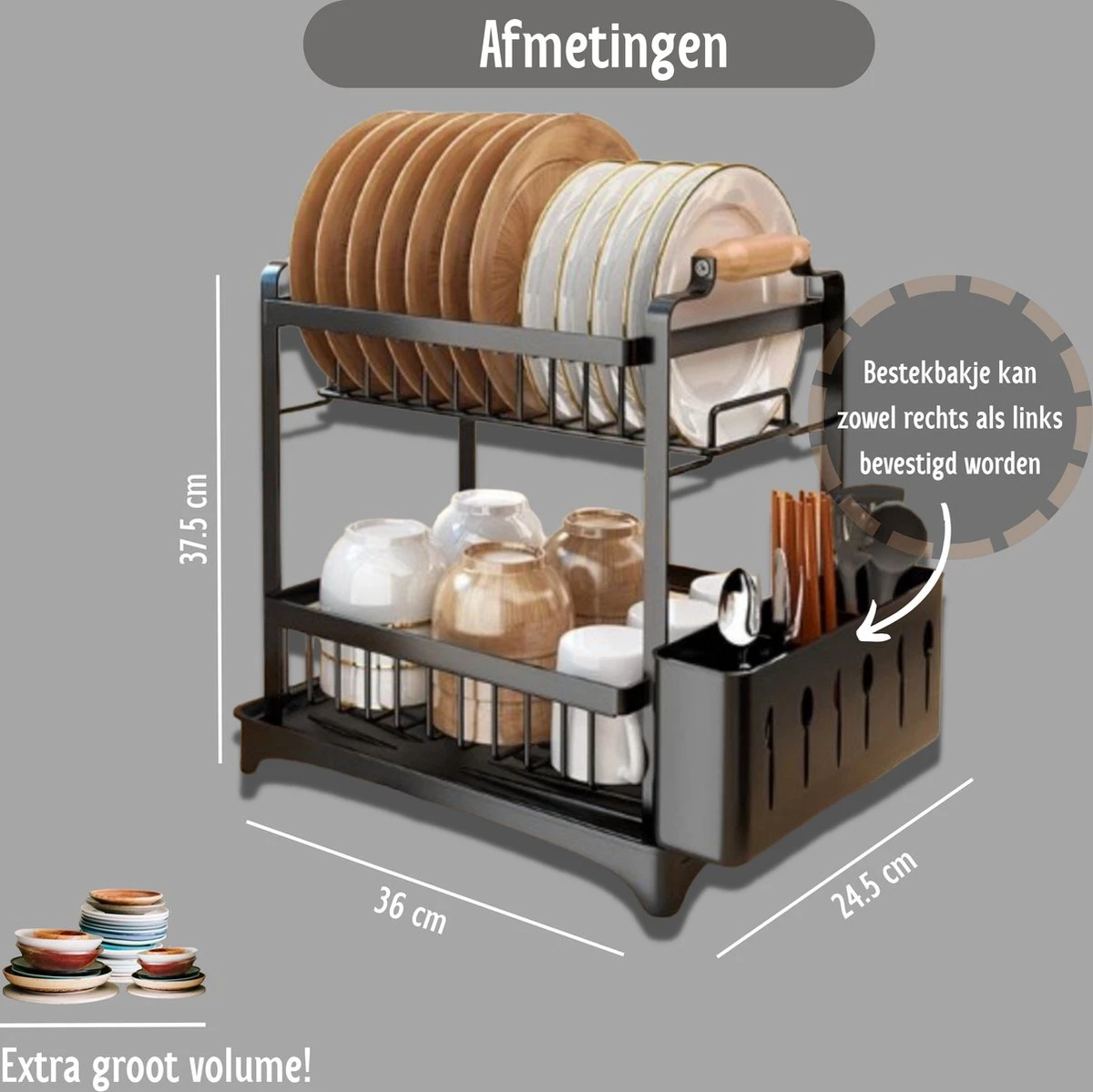 Afdruiprek - Zwart/ Met flexibele water afvoer/ Borden, pannen bestek/ RVS/ Lichtgewicht/ Lekbak/ Luxe uitvoering Afdruiprek - Zwart/ Met Flexibele Water Afvoer/ Borden, Pannen Bestek/ RVS/ Lichtgewicht/ Lekbak/ Luxe Uitvoering -bol winkel 1200x1199 42