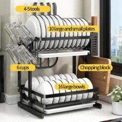TammaT - Afdruiprek Met Lekbak 2 Laags – Inklapbaar - Afwasrek – Met 2 Lekbakken – Extra Accessories Voor Servies En Snijplanken - RVS - 38x35x26,5cm 10 TammaT - Afdruiprek Met Lekbak 2 Laags – Inklapbaar - Afwasrek – Met 2 Lekbakken – Extra Accessories Voor Servies En Snijplanken - RVS - 38x35x26,5cm -bol winkel 1200x1200 1370