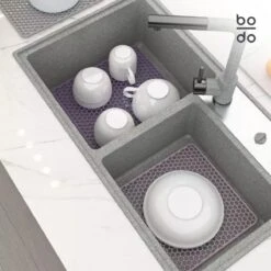 BODO Gootsteenmat Siliconen Donker Grijs - 34.5 X 34.5 Cm - Keuken Accessoires - Gootsteen Beschermer - Onderzetters Siliconen - Anti Kras -bol winkel 1200x1200 1685