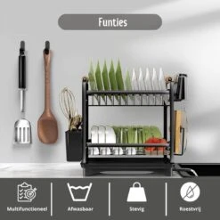 Afdruiprek - Zwart/ Met Flexibele Water Afvoer/ Borden, Pannen Bestek/ RVS/ Lichtgewicht/ Lekbak/ Luxe Uitvoering 5 Afdruiprek - Zwart/ Met Flexibele Water Afvoer/ Borden, Pannen Bestek/ RVS/ Lichtgewicht/ Lekbak/ Luxe Uitvoering -bol winkel 1200x1200 1733