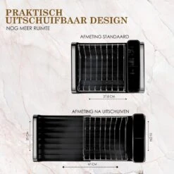 MIRI Afdruiprek – Afwasrek – Uitschuifbaar – Met Lekbak In Gootsteen – Afwas – Roestvrij Staal – Zwart 2 MIRI Afdruiprek – Afwasrek – Uitschuifbaar – Met Lekbak In Gootsteen – Afwas – Roestvrij Staal – Zwart -bol winkel 1200x1200 1754