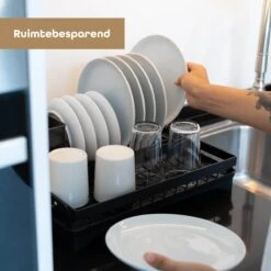 Baulk® - Afdruiprek - Afdruiprek Met Lekbak - Afwas - Droogrek Afwas - RVS - Bestekbak - Modern -bol winkel 1200x1200 1757