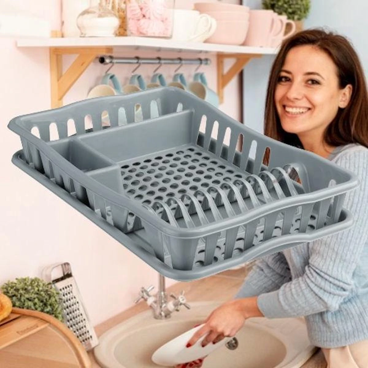 Decopatent® Afdruiprek voor afwas - Afdruiprekje met Lekbak - Kunststof Afdruipmat - Afwassen borden & bestek - 32.5x49x9 - Grijs Merkloos Decopatent® Afdruiprek Voor Afwas - Afdruiprekje Met Lekbak - Kunststof Afdruipmat - Afwassen Borden & Bestek - 32.5x49x9 - Grijs -bol winkel 1200x1200 1763