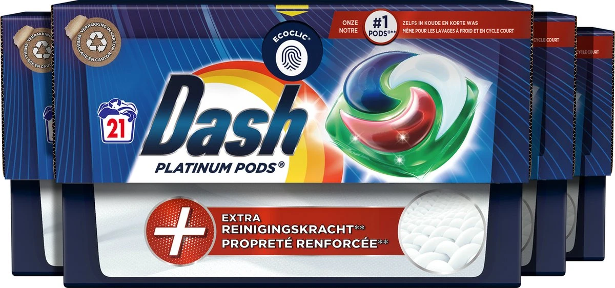 Dash Platinum Pods +Vlekverwijderingskracht- Kleur - Wascapules - 4 x 21 Wasbeurten Voordeelverpakking Dash Platinum Pods +Vlekverwijderingskracht- Kleur - Wascapules - 4 X 21 Wasbeurten Voordeelverpakking -bol winkel