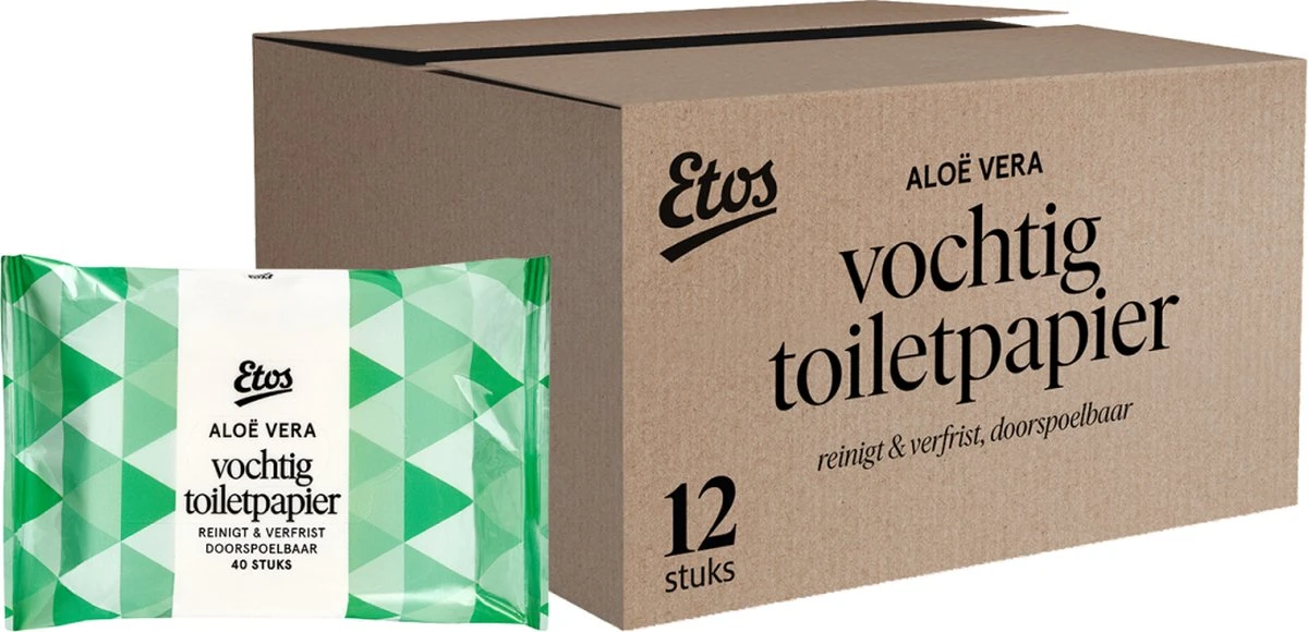 Etos Vochtig toiletpapier – Aloë Vera – 480 stuks (12 x 40) - megabox Etos Vochtig Toiletpapier – Aloë Vera – 480 Stuks (12 X 40) - Megabox -bol winkel