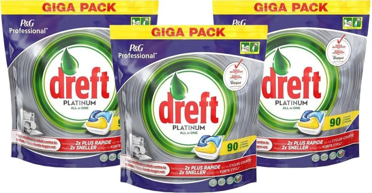 Dreft Platinum - All in one Lemon - 3 x 90 (270) Stuks - Vaatwastabletten - voordeelverpakking Dreft Platinum - All In One Lemon - 3 X 90 (270) Stuks - Vaatwastabletten - Voordeelverpakking -bol winkel 1200x624 2