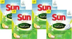 SUNĀ® Sun All-In-1 Powered By Nature Eco Vaatwastabletten - 4 X 20 Tabletten - Voordeelverpakking