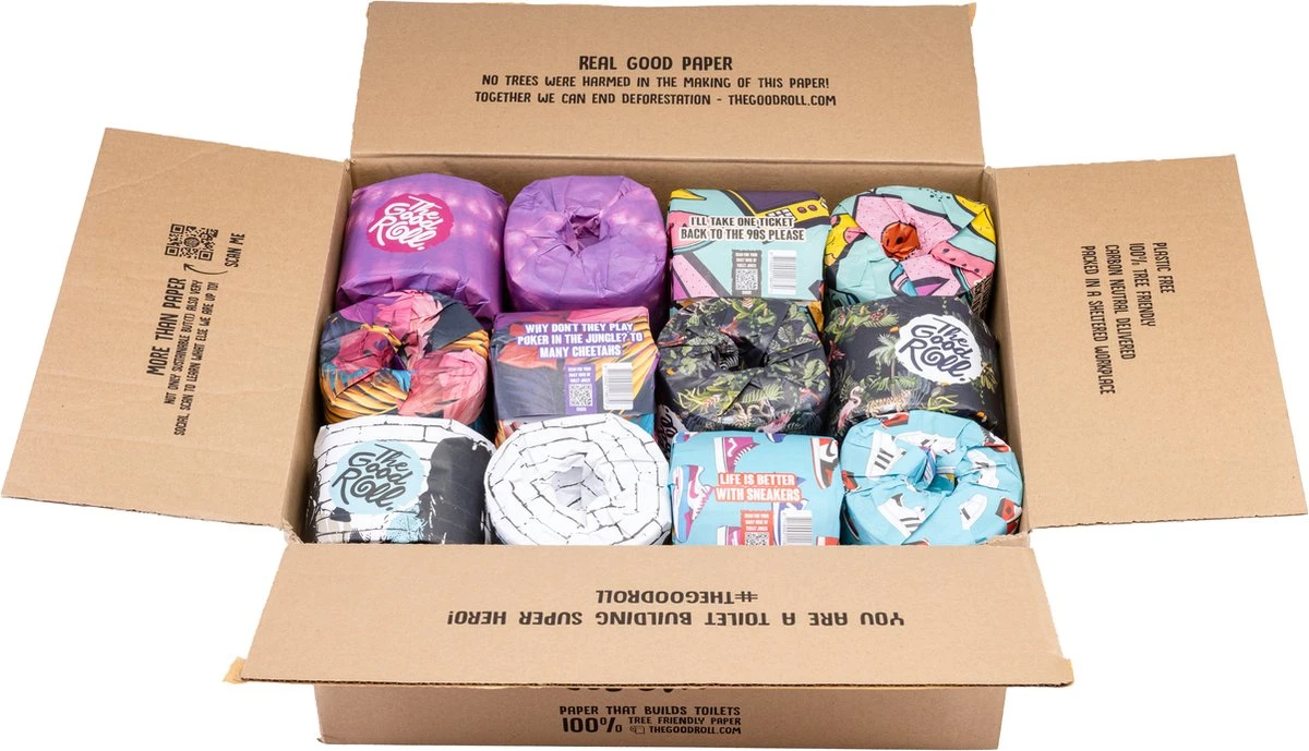 THE GOOD ROLL Toiletpapier 2-laags - 400 vellen - 48 stuks - The Cheerful Choice THE GOOD ROLL Toiletpapier 2-laags - 400 Vellen - 48 Stuks - The Cheerful Choice -bol winkel