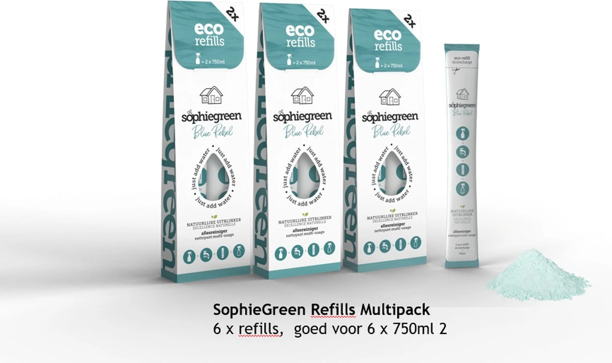 SophieGreen Blue Rebel Allesreiniger 3x2 navullingen (=6x750ml) SophieGreen Blue Rebel Allesreiniger 3x2 Navullingen (=6x750ml) -bol winkel