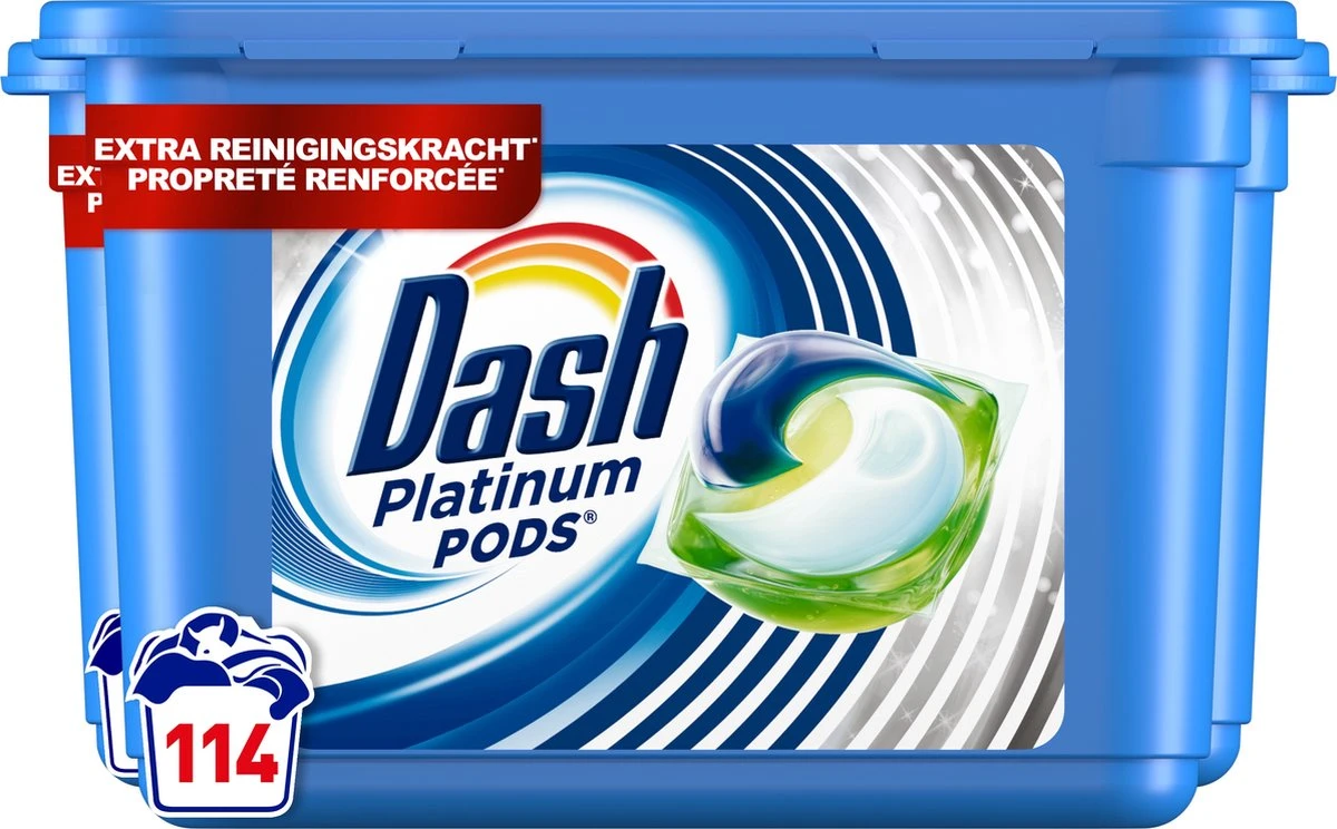 Dash Platinum Wasmiddel Pods - Wascapsules - Extra Reinigingskracht - Voordeelverpakking 3 x 38 Wasbeurten Dash Platinum Wasmiddel Pods - Wascapsules - Extra Reinigingskracht - Voordeelverpakking 3 X 38 Wasbeurten -bol winkel