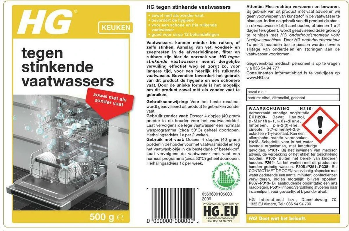 HG tegen stinkende vaatwassers - 500gr - voor een schone en fris ruikende vaatwasser - voor 12 behandelingen HG Tegen Stinkende Vaatwassers - 500gr - Voor Een Schone En Fris Ruikende Vaatwasser - Voor 12 Behandelingen -bol winkel