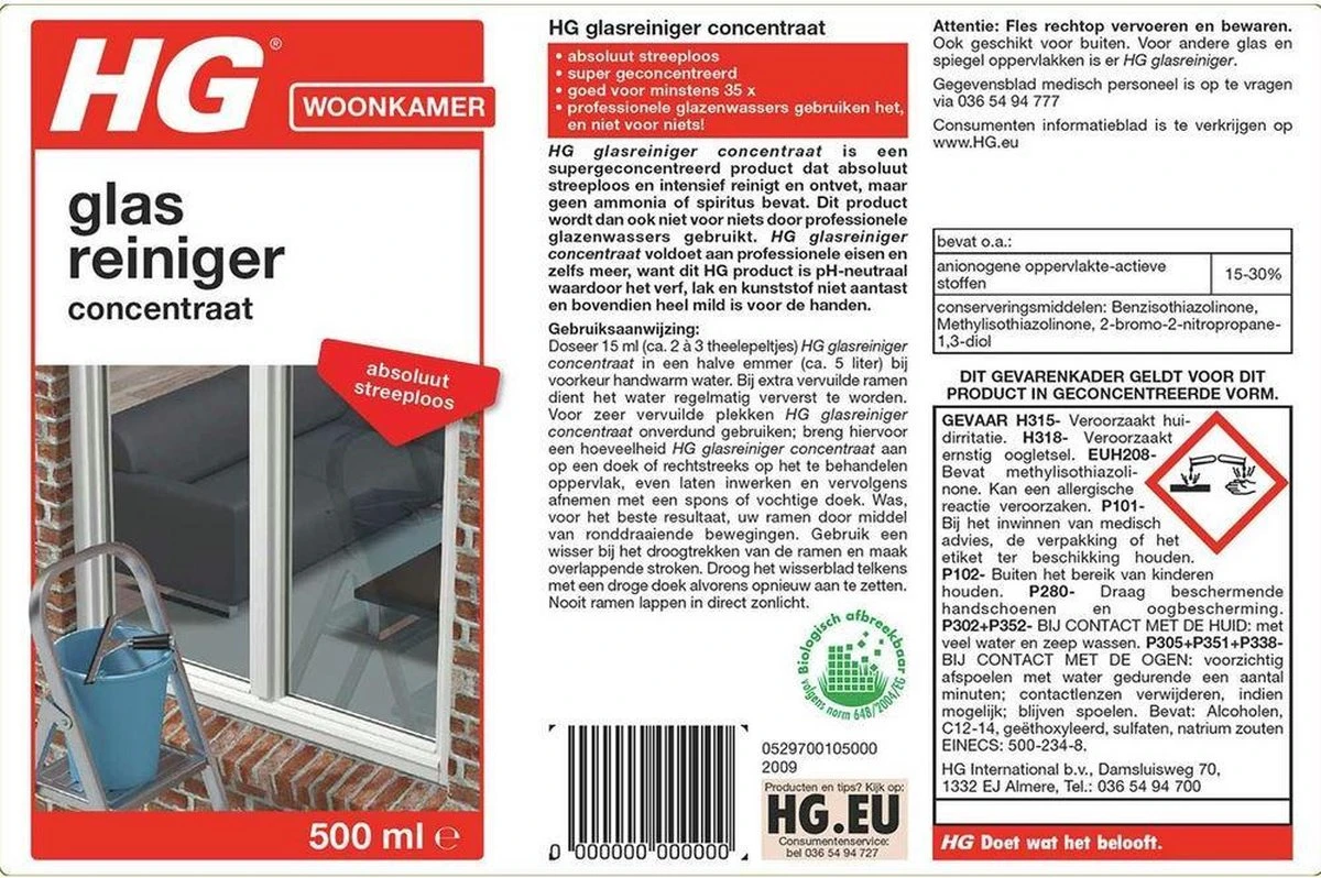 HG glasreiniger concentraat - 500ml - reinigt streeploos - de keuze van professionele glazenwassers HG Glasreiniger Concentraat - 500ml - Reinigt Streeploos - De Keuze Van Professionele Glazenwassers -bol winkel 1200x798 2