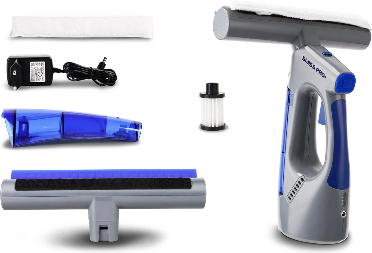 Swiss Pro+ Ruitenreiniger 3 in 1 WV 2 Blue Edition Window Vac - ca. 120 m² - Waterzuiger - incl. smalle zuigmond - Oplaadbaar - Raamwisser - Streeploos - Clicksystem - 2 Microvezeldoekjes - Met Sprayfunctie - Low Noise - Hepafilter Swiss Pro+ Ruitenreiniger 3 In 1 WV 2 Blue Edition Window Vac - Ca. 120 M² - Waterzuiger - Incl. Smalle Zuigmond - Oplaadbaar - Raamwisser - Streeploos - Clicksystem - 2 Microvezeldoekjes - Met Sprayfunctie - Low Noise - Hepafilter -bol winkel 1200x818 4