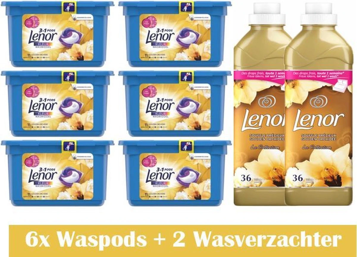 Lenor Gouden Orchidee Set 6x waspods - 2x wasverzachter Lenor Gouden Orchidee Set 6x Waspods - 2x Wasverzachter -bol winkel