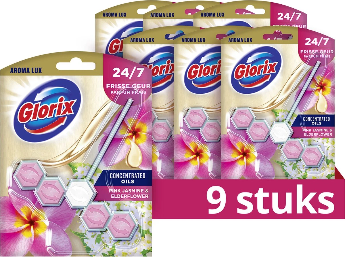 Glorix Aroma Lux Pink Jasmine & Elderflower Toiletblokken - 9 stuks - Voordeelverpakking Glorix Aroma Lux Pink Jasmine & Elderflower Toiletblokken - 9 Stuks - Voordeelverpakking -bol winkel 1200x892 2
