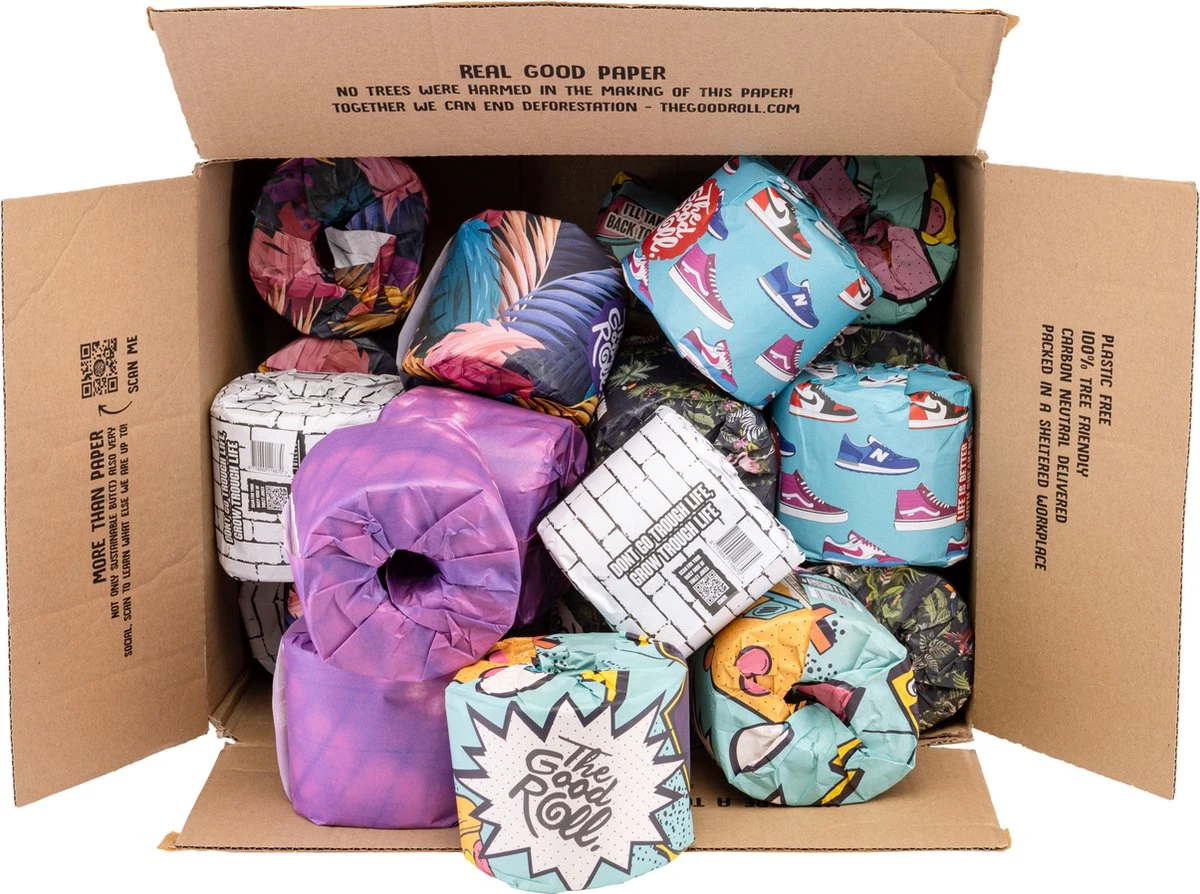 THE GOOD ROLL Toiletpapier 2-laags - 400 vellen - 48 stuks - The Cheerful Choice THE GOOD ROLL Toiletpapier 2-laags - 400 Vellen - 48 Stuks - The Cheerful Choice -bol winkel 1200x894 4