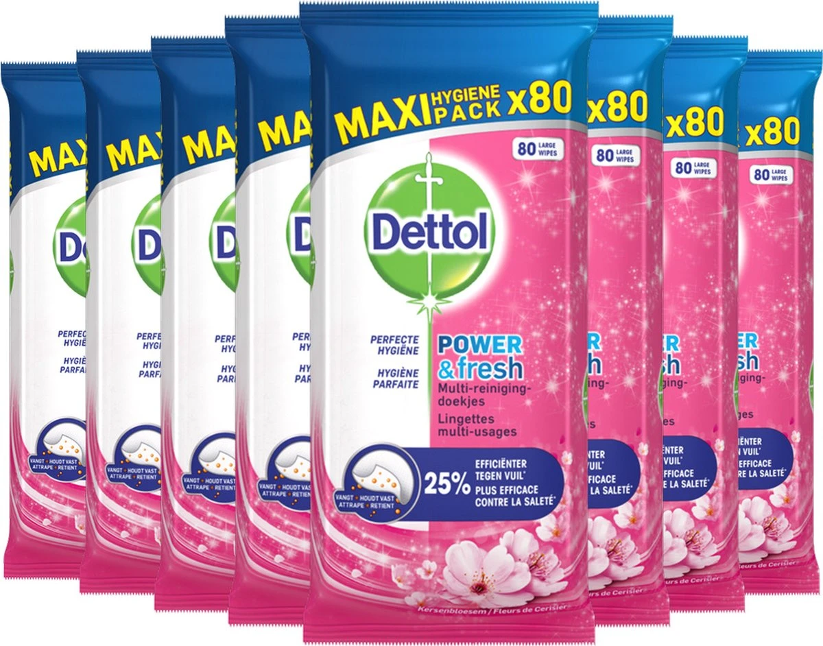 Dettol - Schoonmaakdoekjes - Power & Fresh - Kersenbloesem - 80 stuks x8 Dettol - Schoonmaakdoekjes - Power & Fresh - Kersenbloesem - 80 Stuks X8 -bol winkel 1200x942 2