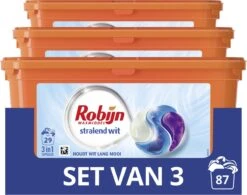 Robijn Stralend Wit Wascapsules - 3 X 29 Wasbeurten - Halfjaarbox -bol winkel 1200x947