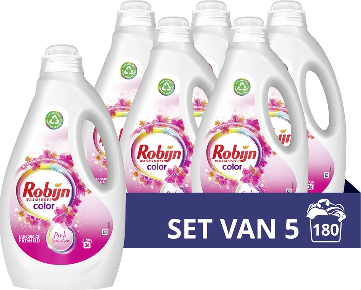 Robijn Color Pink Sensation Vloeibaar Wasmiddel - 5 x 36 wasbeurten - Voordeelverpakking Robijn Color Pink Sensation Vloeibaar Wasmiddel - 5 X 36 Wasbeurten - Voordeelverpakking -bol winkel 1200x965 2