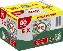 Dreft Platinum Plus All In One Machine Clean - Vaatwastabletten - 80 Tabletten