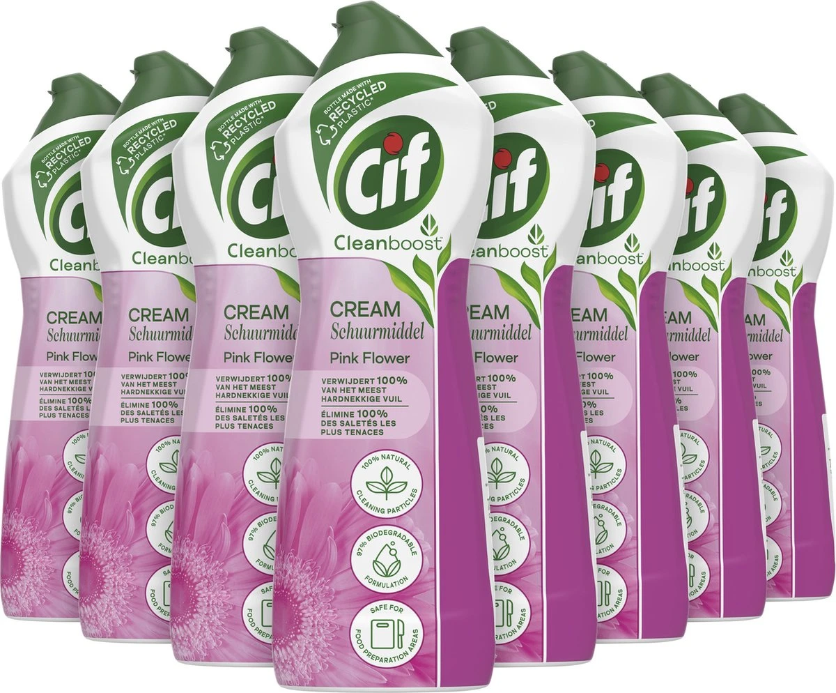 Cif CleanBoost Cream Pink Schuurmiddel - 8 x 750 ml - Voordeelverpakking Cif CleanBoost Cream Pink Schuurmiddel - 8 X 750 Ml - Voordeelverpakking -bol winkel 1200x994 1