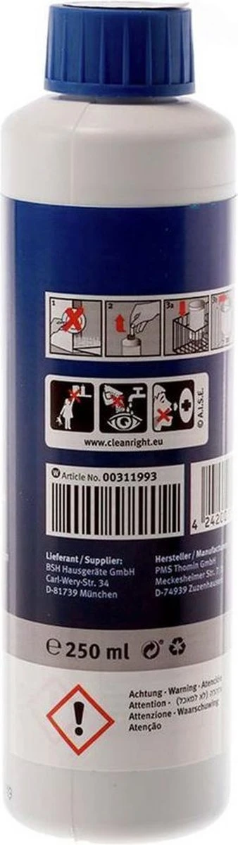Bosch / Siemens Vaatwasser reiniger - 250 ml Bosch / Siemens Vaatwasser Reiniger - 250 Ml -bol winkel
