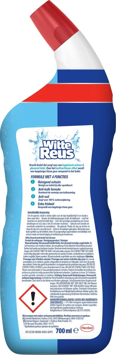 Witte Reus Toiletreiniger - Kracht Actief Gel Oceaan - Voordeelverpakking 10 x 700ml Witte Reus Toiletreiniger - Kracht Actief Gel Oceaan - Voordeelverpakking 10 X 700ml -bol winkel 393x1200 4