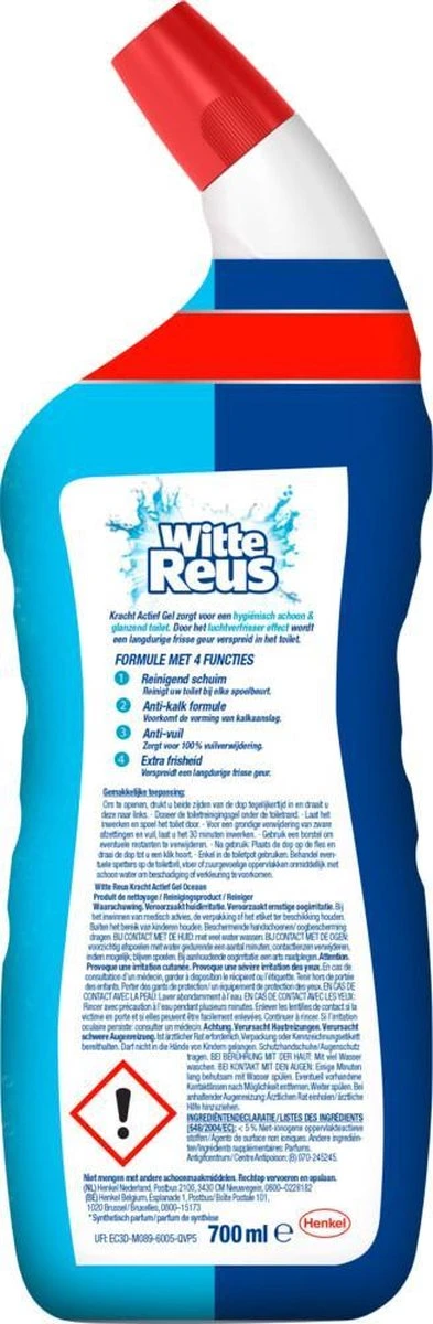 Witte Reus Toiletreiniger - Kracht Actief Gel Oceaan - Voordeelverpakking 10 x 700ml Witte Reus Toiletreiniger - Kracht Actief Gel Oceaan - Voordeelverpakking 10 X 700ml -bol winkel 393x1200 5