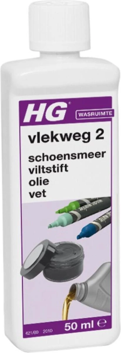 HG vlekweg 2 - 50ml - voor o.a. vlekken van viltstift, vet, olie & schoensmeer HG Vlekweg 2 - 50ml - Voor O.a. Vlekken Van Viltstift, Vet, Olie & Schoensmeer -bol winkel 412x1200 2